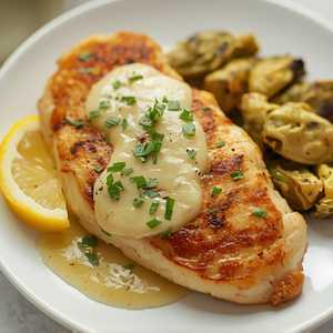 Chicken Paillard, artichokes, lemon butter