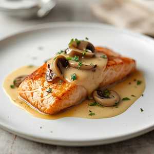 Salmon With Mushrooms And Lemon Butter Cream