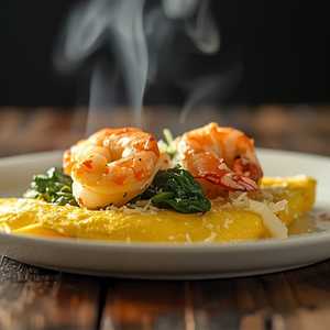Jerk Shrimp Alfredo Omelet (Deconstructed)