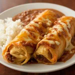 2 Tamales Enchilada Style Rice & Beans