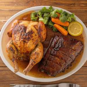 1/2 Pollo - 1/2 Costilla de Res