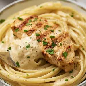 GRILLED CHICKEN FETTUCCINE ALFREDO