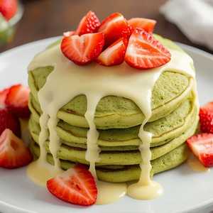 Strawberry Matcha Pancakes