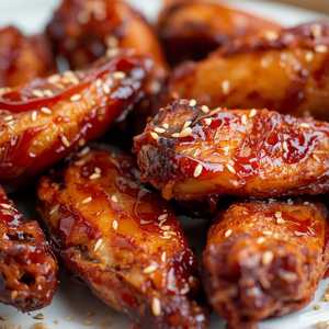 Fried Chicken Wings with Sweet Glaze Sauce