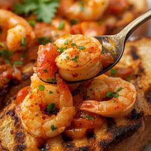 Spicy Shrimp on Grilled Bread