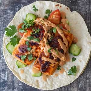 SPICY TAHINI SALMON TACO