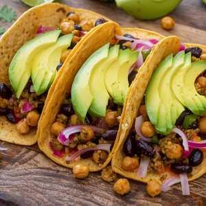 Black Bean, Lentil and Chickpea Tacos