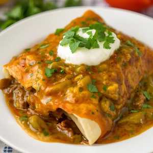 Green Chile/Jalapeño Beef Enchiladas