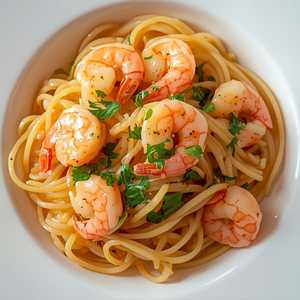 Shrimp Scampi Over Linguine