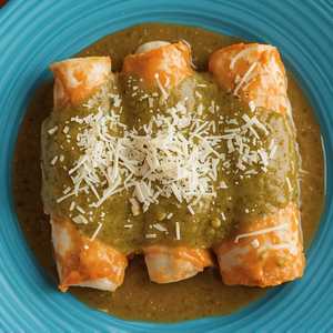 Three Green Or Red Chicken Enchiladas