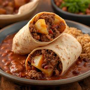 Ground Beef Picadillo Burrito