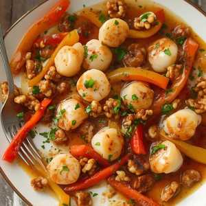 Stir Fried Scallops w/Walnuts and Pepper