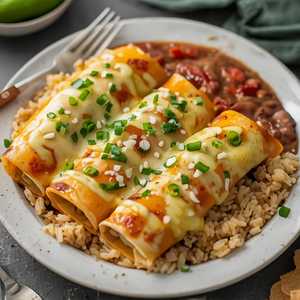 3 Green Or Red Chili Chicken Enchiladas Rice & Beans (Alternate)