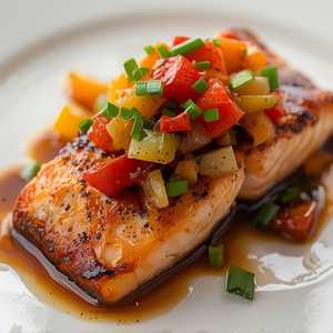 Honey-Balsamic Glazed Ora King Salmon* With Vegetable Relish
