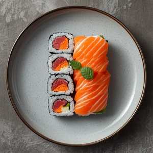 Sushi Rolls with Tuna and Salmon