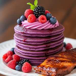 Ube Pancakes & Lechon Kawali