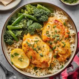 Portuguese Style Baked Chicken over Rice