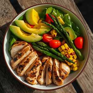 Grilled vegetable salad - Zesty lime chicken (Jidori natural)