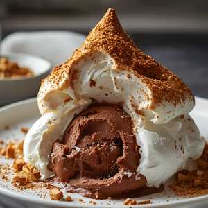 Baked Alaska with Coffee Ice Cream, Chocolate Ice Cream, and Coffee Praline