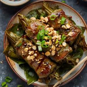 BÒ CUỐN LÁ LỐP / Ground Beef Wrapped in Grape Leaves