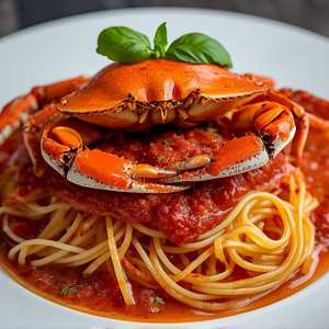 Whole Crab Diavolo over Linguine