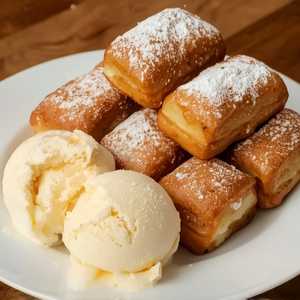 Cinnamon Beignets with Ice Cream