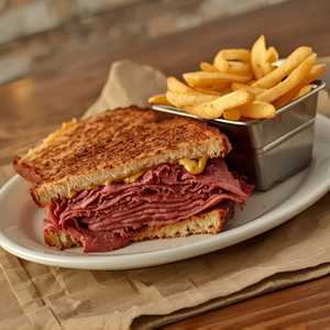 Corned Beef Sandwich Fries & Soft Drink