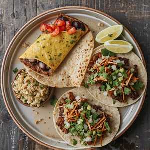 2 Beef Or Chicken Tacos One Tostada & Rice (Alternate)