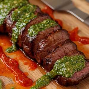 Contre-Filet Grillé, Harissa et Sauce Chimichurri