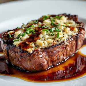 Gorgonzola-Crusted Dry Aged Bone-In NY Strip