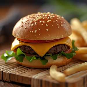 Japanese Burger with fries