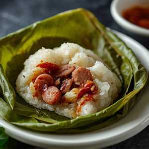 Sticky Rice in Lotus Wrap