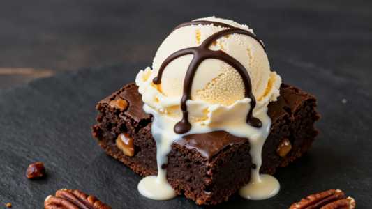 Chocolate Pecan Brownie Ala Mode