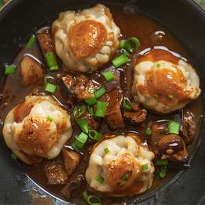 Sauteed Pork Dumplings with Eggplant