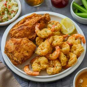 Chicken & Shrimp Dinner (1/4 Chicken & 6 Shrimp)