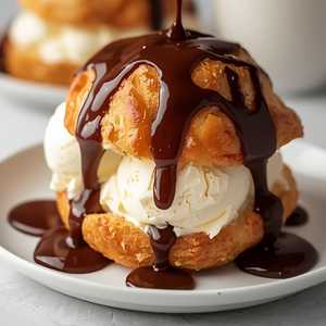 Giant Profiterole, Hot Chocolate Fudge