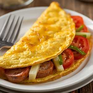 Chicken apple sausage omelette, tomatoes, bell pepper & Pepper Jack cheese