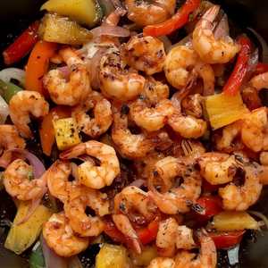 Guajillo Shrimp, Pineapple Fajitas