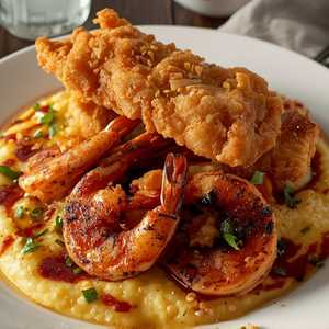 Catfish & Shrimp Grits Platter