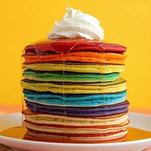 Insane Double Stack Rainbow Pancakes