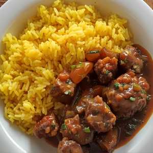 Arroz Guisado y Carne Guisada