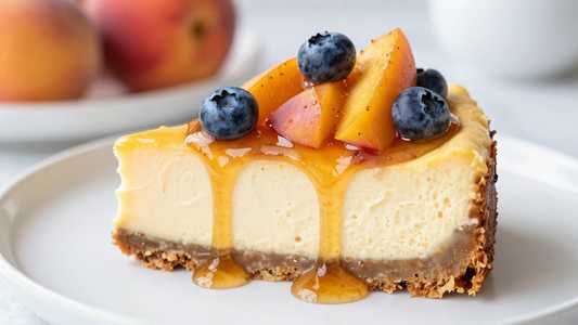 Peach & Blueberry Glazed NY Style Cheesecake (Seasonal/Unverified)