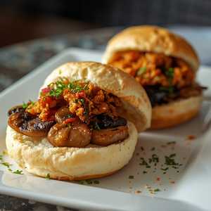 mixed mushroom + panko eggplant bao