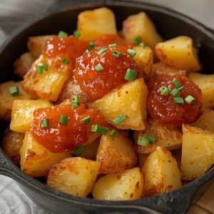 Potatoes, Pepper Jam, Chives