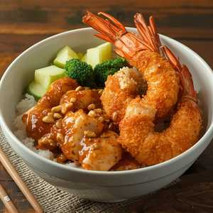 Chicken Teriyaki & Fried Shrimp (2Pcs) Bowl