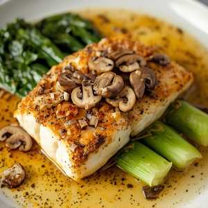 Cremini Crusted Mahi Mahi