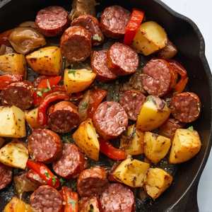 Roasted Peppers with Italian Sausage & Potatoes