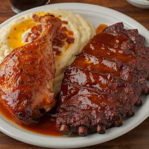 1/4 BBQ Chicken and Ribs