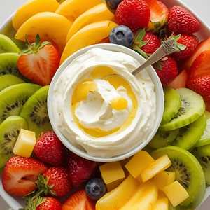 Seasonal Organic Fruits with Honey Mascarpone
