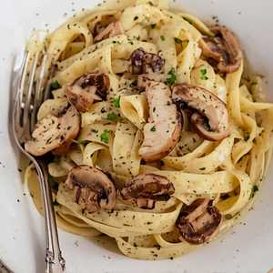 Fettuccine with Smoked Chicken & Shitake Mushrooms